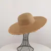Sombrero de paja liso para sombrero de paja grande hecho a mano para bricolaje, base de sombrero de sol semiacabada, se puede decorar libremente con bordes ondulados