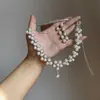 Collar Colgante de Flor con Perlas y Pedrería Estilo Europeo y Americano Cadena para Clavícula Simple y de Lujo Ligero Joyería Versátil de Nicho para Mujeres