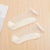 Primavera y verano nuevo calcetines de tarjeta de perlas transparentes niñas dulces calcetines cortos japoneses cara fondo antideslizante calcetines de fábrica