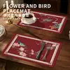 Nuevos manteles individuales de estilo chino con patrón floral rojo y de pájaros, tapetes de mesa resistentes al calor y anti-quemaduras, PVC impermeable y resistente al aceite, fáciles de limpiar, adecuados para hoteles y bodas