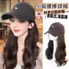 Combinación de peluca y gorra, moda de verano para mujer, gorra de béisbol de lana rizada estilo zorro pequeño con peluca adjunta, cobertura completa de la cabeza