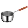Panela Anti-respingos de Óleo de Aço Inoxidável Transfronteiriça Panela para Óleo Quente Panela com Cabo de Madeira Alongado Panela Pequena para Fritar Mini Panela de Aço Espesso com Cabo Panela para Óleo