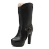 Nuevas botas de moda para mujer, impermeables, con plataforma y tacón alto, para otoño e invierno, estilo europeo y americano, talla grande, de media caña, comercio exterior transfronterizo, dropshipping