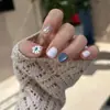 Nuevas Piezas de Uñas de Arte Más Vendidas, Estilo Fresco y Dulce Femenino, Ojo de Gato Azul Margarita Uñas Portátiles Venta al Por Mayor