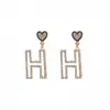 @Procesando Artículos Moda Coreana Dongdaemun Nuevo Estilo Elegante Celebridad de Internet Pendientes Largos con Forma de Corazón Letra H Venta al por Mayor