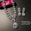 Collar de Piedra Preciosa Gestapia Flores Italianas Vintage Chapado en Oro de 18K Flores Ricas Aretes de Zircón Gota de Agua
