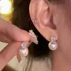 @Oferta Especial Aretes Coreanos de Plata de Alta Gama Sencillos con Pedrería y Perlas para Mujer Versátiles Aretes de Botón Elegantes Accesorios para Orejas Mayoreo