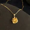 Corrente de Clavícula Original Flor de Girassol Borboleta Zircônia Banhada a Ouro Real 18K Ouro Fosco Jateado Luxo Leve Colar de Alta Qualidade