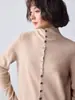 Design frente-verso reversível com fivela cruzada e bordas enroladas, gola alta, 100% lã, novo suéter elegante e estiloso para outono-inverno