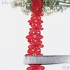 Tanglong rojo brillante poliéster seda encaje soluble en agua ribete 6cm ropa festiva decoración navideña ribete de encaje