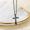 Collar Hecho de Acero Inoxidable Que No Se Desvanece, Estilo para Mujer, Joyería con Colgante de Cruz Incrustada de Diamantes de Lujo Ligero, Joyería de Acero Inoxidable a la Moda