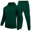 Conjunto casual unissex de outono e inverno, 220g, tamanho europeu, liso, cor sólida, conjunto de duas peças com moletom solto e calça de moletom