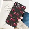 Lista Transfronteiriça: Capa Protetora Vermelha Cereja Retrô para Apple 17 com Bordas Retas, Capa de Silicone Fosco para Celular iPhone 15