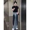 Jeans de Pierna Recta Jeans Tie-Dye Degradados Lavados Pantalones de Verano para Hombre Diseño High Street Americano Hacen las Piernas Más Largas