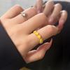 Anillo de flor floreciente de alta calidad, anillo de dedo de lujo a la moda con incrustaciones de perlas de imitación, anillo de oro falso, anillo de oro arenoso para mujer
