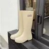 Botas de lluvia de caña alta para mujer, botas largas de alta calidad, botas de lluvia de caña alta, zapatos impermeables de moda para damas, zapatos de goma antideslizantes europeos y americanos, suaves