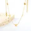 Collar con Colgante de Mariposa y Cadena para Clavícula, Estilo Lujo Ligero Europeo y Americano, con Diamante de Estrella de Cuatro Puntas, Acero Inoxidable Chapado en Oro de 18K, Collar para Mujer