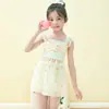 Maiô Duas Peças Infantil Verão Fofo Estampado Manga Curta Novo Estilo Moda Bebê Menina Roupa de Banho Infantil Secagem Rápida