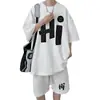 Traje Casual de Waffle para Niños Verano Delgado de Moda Marca Estilo Hong Kong Holgado de Manga Corta Shorts Conjunto Deportivo de Dos Piezas