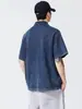 Camiseta Masculina/Feminina Tendência Estilo Americano Pesada Lavada Vintage Solta com Ombros Caídos Manga Curta Polo com Gola Polo de Sarja Tricotada Polo229