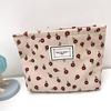 Neceser de viaje portátil de gran capacidad con estampado de estilo INS, de pana, para cosméticos y productos de cuidado de la piel.