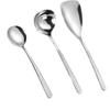 Colher em Aço Inoxidável 304 com Textura Martelada Estilo Coreano, Colher de Servir com Cabo Longo Espessado, Colher Doméstica de Cabeça Redonda, Colher para Hot Pot de Jantar, Atacado