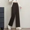 Calça Larga Emagrecedora Personalizada Outono/Inverno Calça Reta de Cintura Alta Calça Longa Casual Solta Uso Diário Deslocamento Petite
