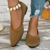 Zapatos de punto de punta fina de corte bajo para mujer, zapatos nuevos transpirables de otoño, zapatos planos para conducir de punto, talla grande, Amazon