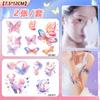 Pegatinas de dibujos animados con purpurina, pegatinas de tatuaje de cristal brillante para mujer, impermeables, de larga duración, con diseño de mariposa para brazo de niño, desechables y con bonito patrón.