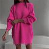 Vestido de punto con suéter de cuello redondo y agujero irregular para otoño e invierno
