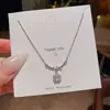 Collar cuadrado pequeño de circón ultrabrillante estilo coreano para mujer, lujo ligero, elegante, cadena para clavícula de acero de titanio de alta gama, venta al por mayor