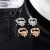 Brincos Elegantes Franceses Vazados com Fileira Diagonal de Diamantes, Argolas de Orelha, Zircônia Cheia de Diamantes, Brincos Elegantes de Luxo Acessível, Argolas de Orelha da Moda e Personalizadas