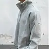 Sudadera Americana de Peso Pesado con Media Cremallera para Otoño, Casual para Hombre, Color Sólido, Holgada, Cuello Alto, Chaqueta Oversize, Ropa para Niños