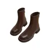 Botines cortos para mujer 2026 otoño e invierno estilo británico ajustados al tobillo, populares y modernos estilo callejero Botas Martin, adelgazantes y con forro de felpa de algodón