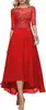Vestido de Festa Formal Elegante com Aplicação de Renda Meia-Manga Chiffon Vestido de Noite para Convidados de Casamento