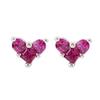 Brincos pequenos e elegantes em formato de coração, vermelhos, com incrustações de diamantes, estilo coreano, para mulheres
