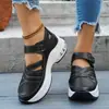 Sandalias deportivas de plataforma con velcro de suela gruesa para mujer de talla grande transfronterizas, estilo europeo y americano, huecas, transpirables, venta al por mayor