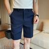 Agente Transfronterizo Pantalones de Vestir de Cinco Puntos para Hombre Pantalones Casuales Versión Coreana Pantalones Finos de Cinco Puntos Rectos Ajustados Pantalones de Waffle de Longitud Media