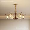 Lustre Retrô Americano Chinês de Luxo Leve para Sala de Estar Lâmpada de Ambiente de Alto Padrão Lâmpada de Sala de Jantar de Vidro Estilo Francês Meio do Século
