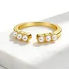Anillo de Perlas Imitación con Incrustaciones de Perlas, Diseño de Nicho Estilo Europeo y Americano, Anillo Exquisito Simple y Lujoso para Mujer, Joyería al por Mayor