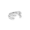 Anillo de Plata de Ley S925 de Doble Capa 600 Dongdaemun Diseño de Textura Irregular Anillo de Apertura Ajustable para Mujer