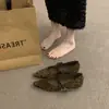 Primer Encuentro Zapatos Mary Jane de Gamuza con Punta Aguda Estilo Retro Francés de Temporada para Mujer, Suela Suave, Correa Única, Tacón de Cuña que Aumenta la Altura, Estilo para Viajes al Trabajo, Poco Profundos