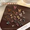 Accesorios para Uñas con Estampado de Leopardo y Moño Otoño e Invierno Versátil Color Maillard Mezclado Cinta de Caramelo Decoración de Moño Tridimensional