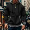 Sudadera con capucha y mangas largas de color liso y bloques de color para hombre, superventas transfronteriza, con cordón y cierre de cremallera, en un estilo deportivo casual de color liso