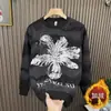 Outono e Inverno Novo Estilo Moletom de Veludo Engrossado Gola Redonda Masculino Flor Mandala Vazada Casual Versátil Camisa Base