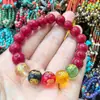 Artículo Popular de Celebridad de Internet Pulsera de Cinco Vías Dios de la Riqueza Arena Dorada Sándalo Árbol de Agarwood Cinabrio Ébano Palosanto Pulsera de Cuentas de la Suerte Venta al por Mayor