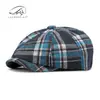 Chapéus Amazon Masculino Chapéu Octogonal Versátil Clássico Boina Xadrez Feminino Retrô Britânico Chapéu de Jovem Repórter Tendência
