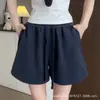 Shorts Esportivo de Cordão Cor de Damasco para Mulheres, Estilo Verão Fino, Cintura Alta, Emagrecedor, Solto, Casual, Perna Reta, Perna Larga, Shorts de Comprimento Três Quartos