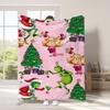 Manta Popular de Cuatro Estaciones Transfronteriza de Comercio Exterior Verde Navideño Peluda Grinch Manta de Franela Manta para Siesta con Aire Acondicionado