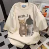 Camiseta Hip-Hop de Calle Verano 2025 Diseño para Mujer Nicho Estampado de Letras Casual Holgada Oversize Mangas Cortas